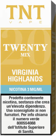 TNT Vape Virginia Highlands Twenty Mix Liquido Pronto 10ml Tabacco Virginia Oriental Izmir