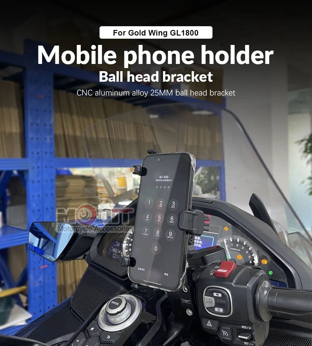 MODIT-HC Motorcycle GPS Navigation Holder Mobile Phone Bracket 25mm Ball Head Extension For Honda Gold Wing GL 1800 GL1800 F6B 2018-2025