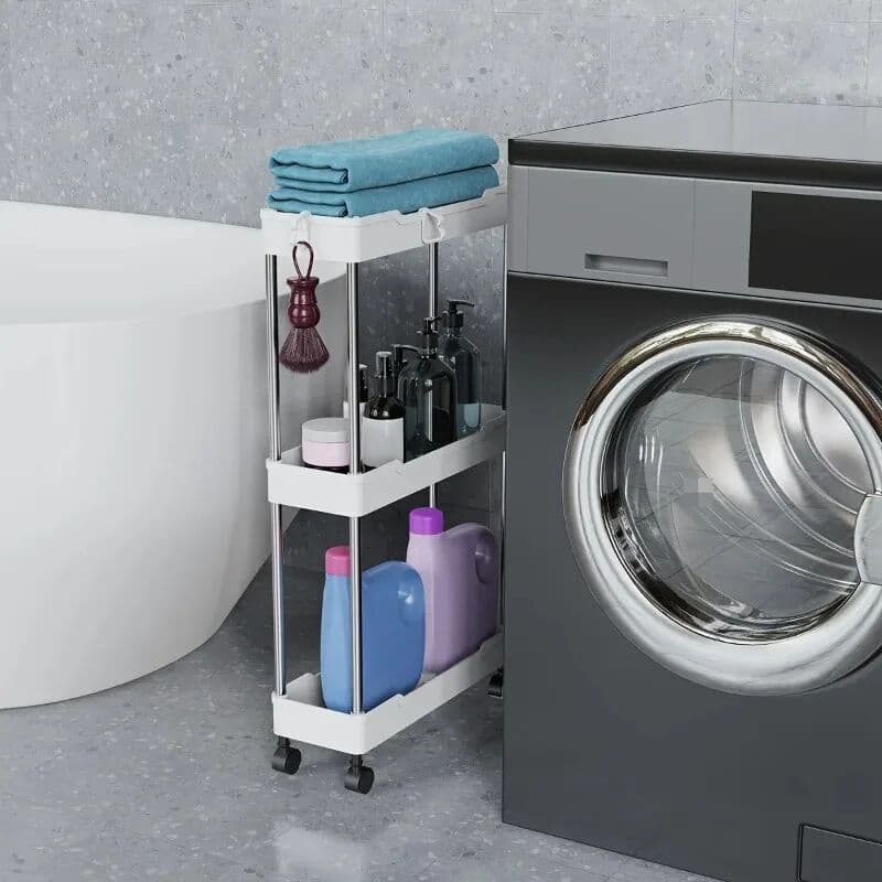 NONE 1pcs 3/4 Tier Rolling Utility Cart Storage Shelf Movable Gap Storage Rack Kitchen Bathroom Slim Slide Organizer Shelf Livingroom