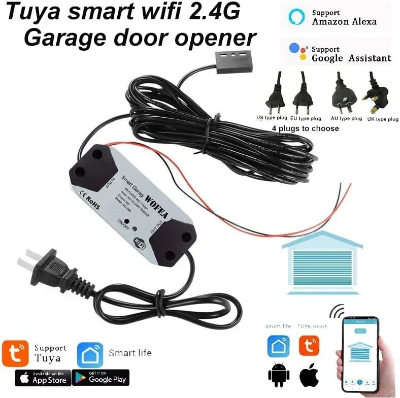 wofea Tuya Smart Life APP Mobile Phone Control Smart Garage Door Controller Gate Opener Support Alexa and Google Home Voice Control