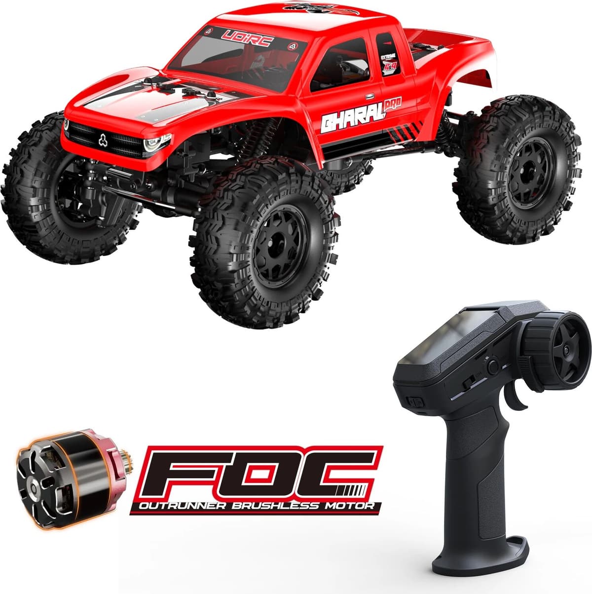 UDIRC 1:18 Scale UCX1804PRO RC Rock Crawler Four-Wheel Steering FOC Outrunner Brushless Motor All Terrains Off-Road Truck Adult
