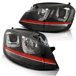 Scheinwerfer U-Tube LED Tagfahrlicht passend für VW Golf 7 Bj. 12-16 Schwarz Rot Edition