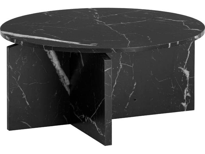 Couchtisch 70x70x33cm Schwarz Marmor-Optik Modern Rund
