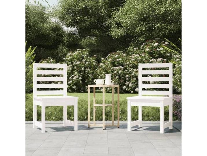 Prix bas - Chaises de jardin-Chaise d'extérieur lot de 2 blanc 50x48x91 5 cm bois massif pin （453196125839)