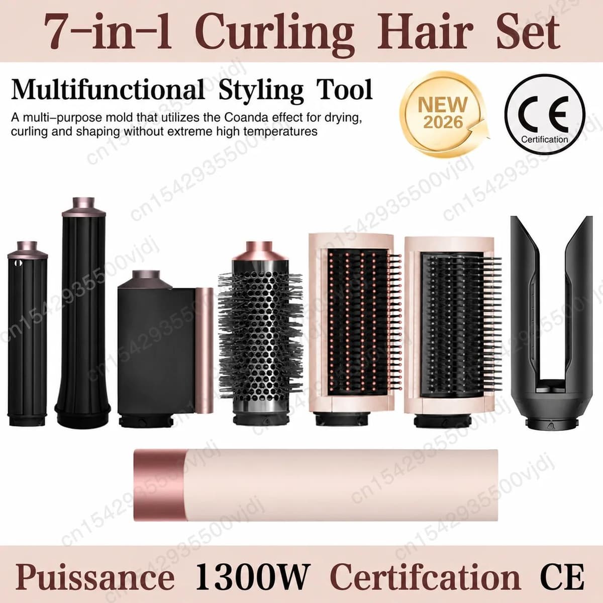 NONE 6-in-1 multifunctional hair styler, 110,000 RPM high-speed hair care, ionic hair dryer, quick drying, automatic curling set
