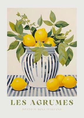 Uplifted Finds Mediterranean Lemon Garden Canvas Art   Retro Olive Tree Botanical Print For Summer Kitchen & Modern Home Decor wo 015 6 40 X 50 Cm