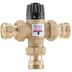 Barberi Thermostatisches Mischventil für Wasser-Heizungs-Sanitär-Anlagen - Verbrühschutz - Kv 1,6 - Betriebsber. 20–43 °C. Verschraubungen mit unmonti