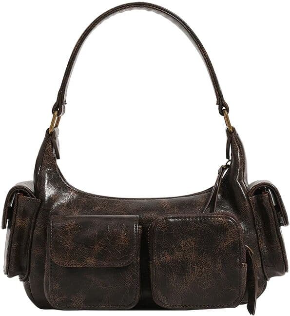 JOZY Small Double Pockets Shoulder Bags for Women 2024  Fashion Trend Designer Underarm Bag Female Handbags and Purses Retro
