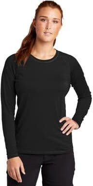 Sport-Tek LST470LS Athletic Women's Long Sleeve Rashguard Top in Black size XXL   Polyester/Spandex Blend