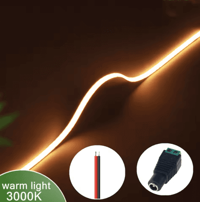 Inspire Curations 3mm Ultra Thin 12V COB LED Strip Light 400 LEDs 3000k 3mm 2m