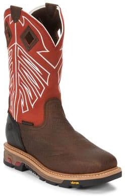"Justin Original Workboots Roughneck 12"" WP Square Steel Toe - Mens 7 Brown Boot D"