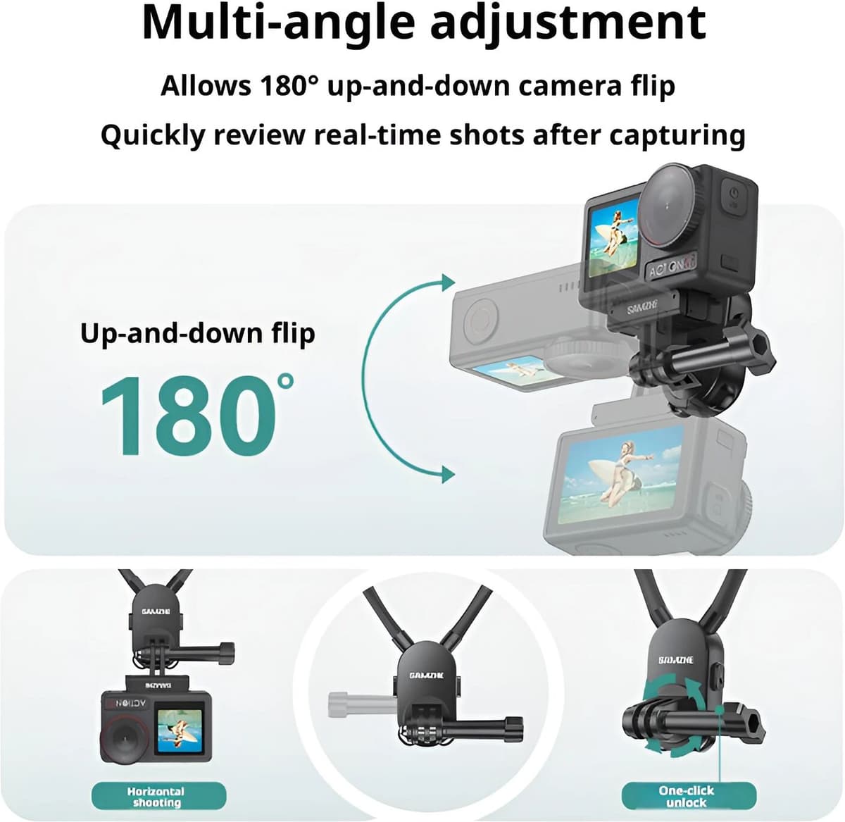 SAMZHE Neck Hold Mount Chest Mount For DJI Osmo Action Pocket4 GoPro Insta360 Camera Phone Accessories Quick Release Stand