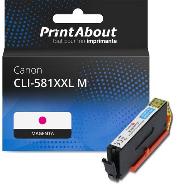 PrintAbout Cartouche compatible Canon CLI-581XXL M - Magenta - Très grande capacité Magenta