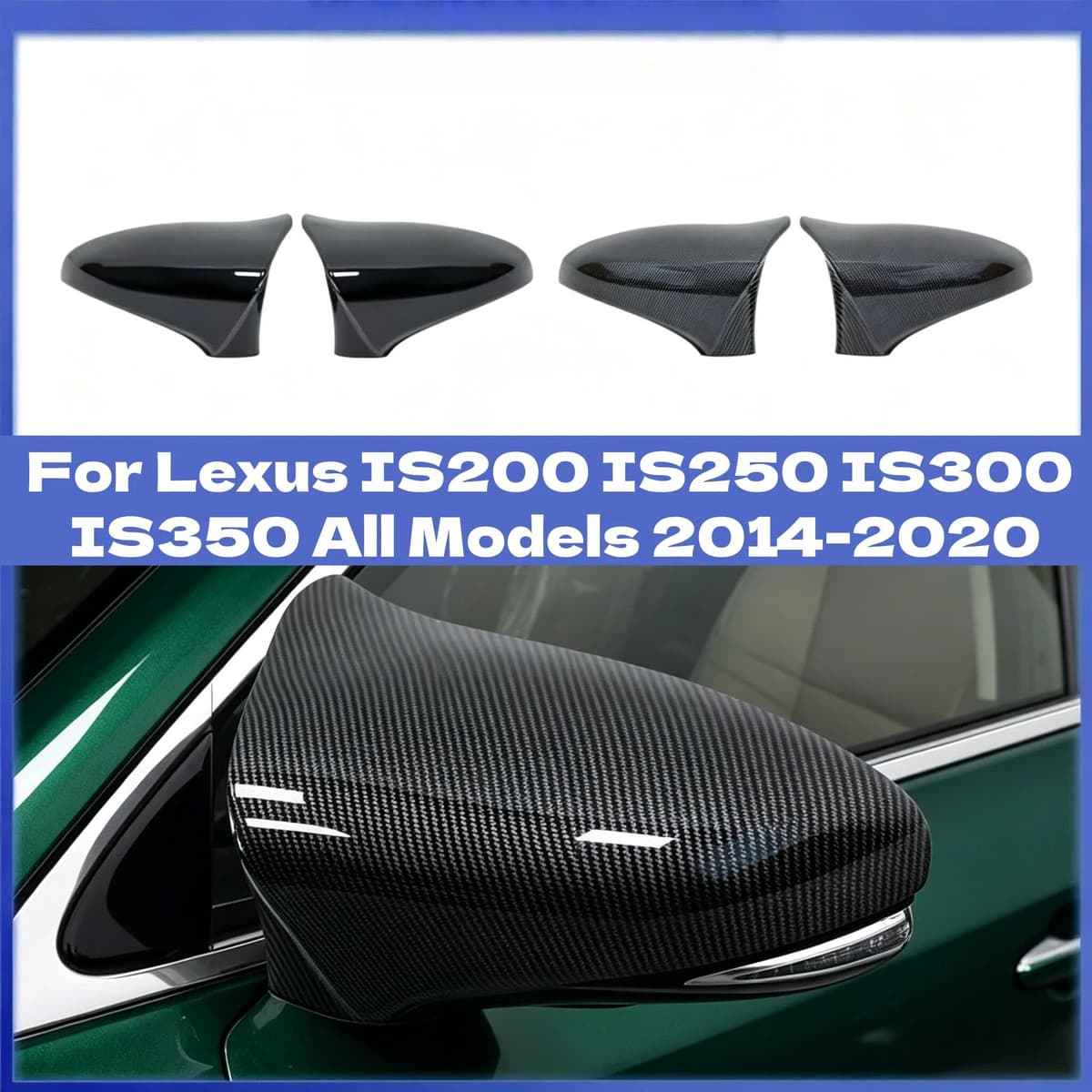 F.Q.D.CAR Only For LHD Pair Rearview Side Wing Mirror Cover Cap Durable Exterior Add-On Trim For Lexus IS200 IS250 IS300 IS350 2014-2020