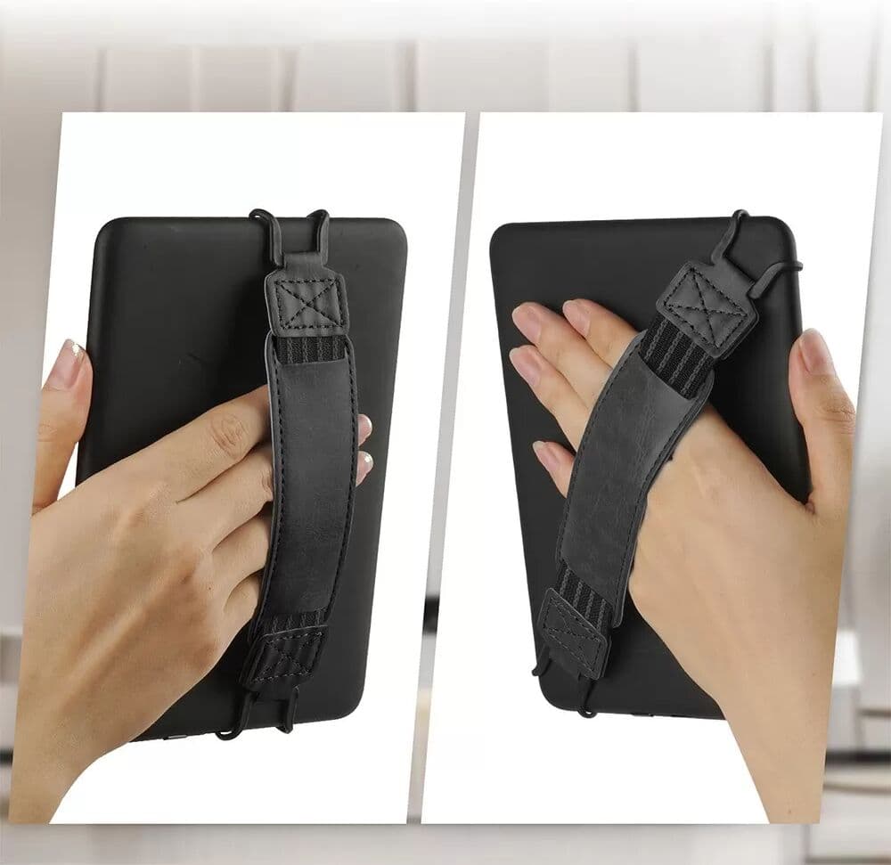 INF Dragonne Universelle 6/7 pouces pour Liseuse - Support de Tablette en Cuir PU, Compatible avec Kindle/iPad/Kobo Le noir