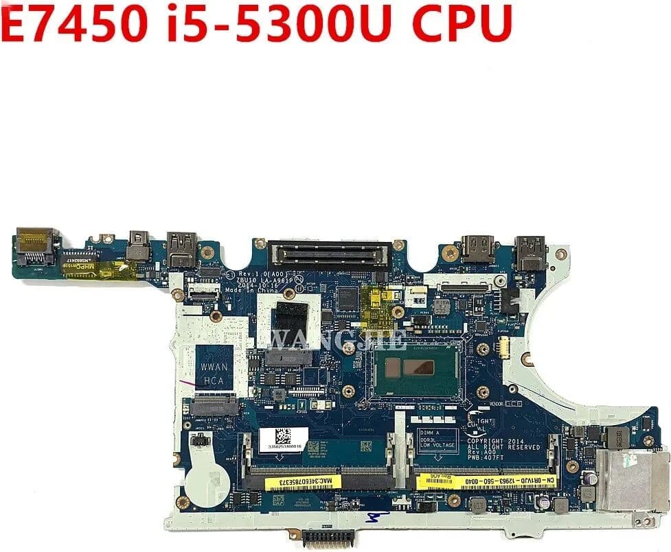 Dwjc ZBU10 LA-A961P For Dell Latitude E7450 7450 Laptop Motherboard R1VJD 0R1VJD CN-0R1VJD 0TFVF9  0Y15C1 0420PP 100% Working