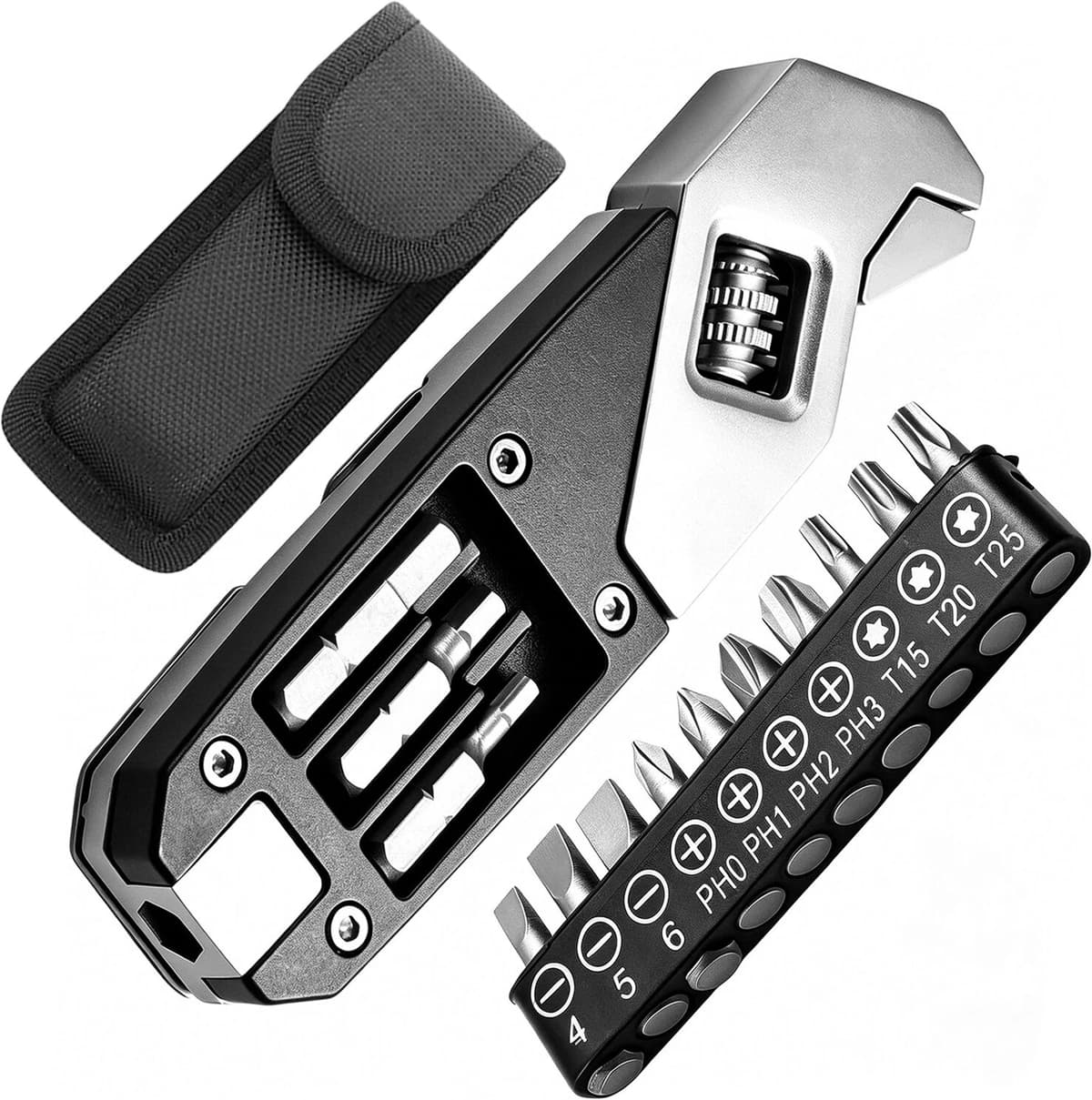 NIUXIANG Portable Multitool Adjustable Wrench Screwdriver Set, Motorcycle Repair Tool Cool Tech Gadget Gifts for Men Dad Camping Gear