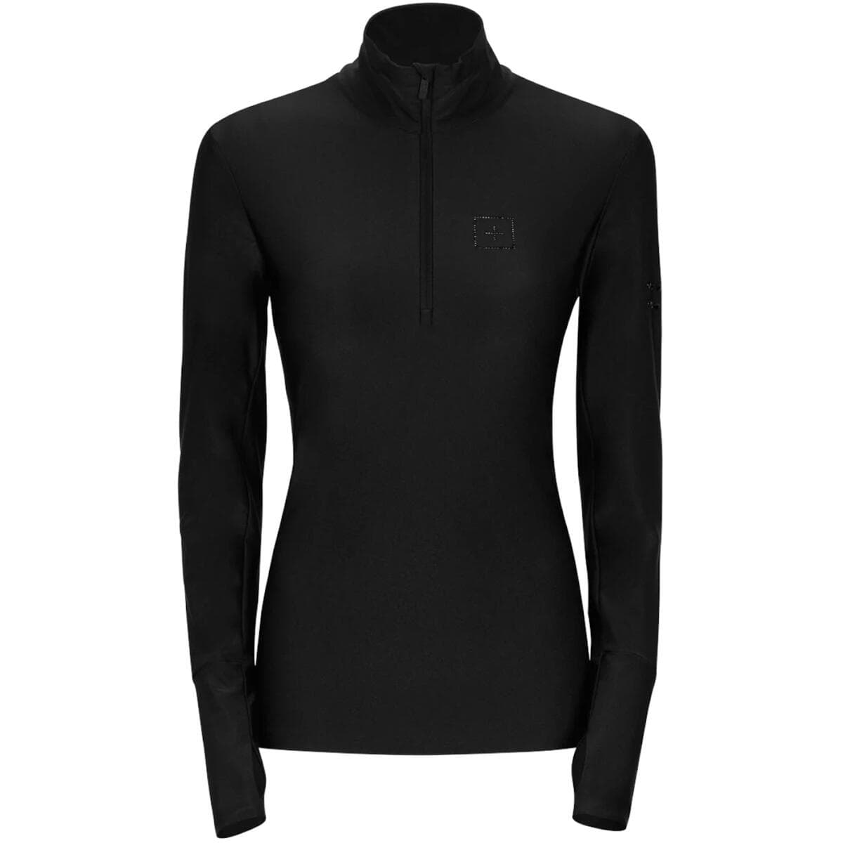 ONEMORE 631 Half Zip Damen Rollkragenpullover mit Swarovski-Kristallen schwarz, S