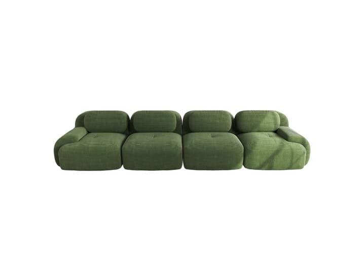 Canapé filaire vert à 4 places, coussin souple à haute élasticité 32D, adapté aux chambres et aux bureaux, aucune installation requise