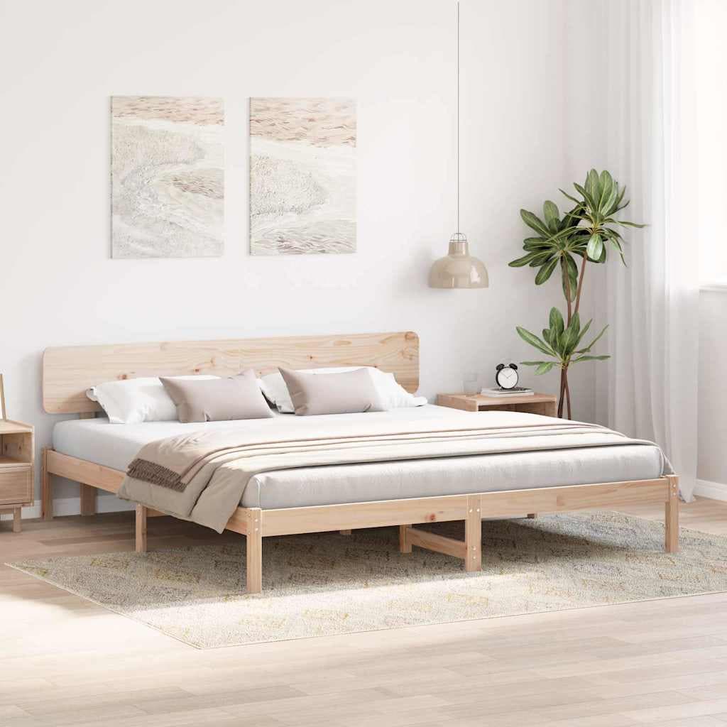 vidaXL Cadre de lit avec tête de lit Naturel 180 x 200 cm Pin massif