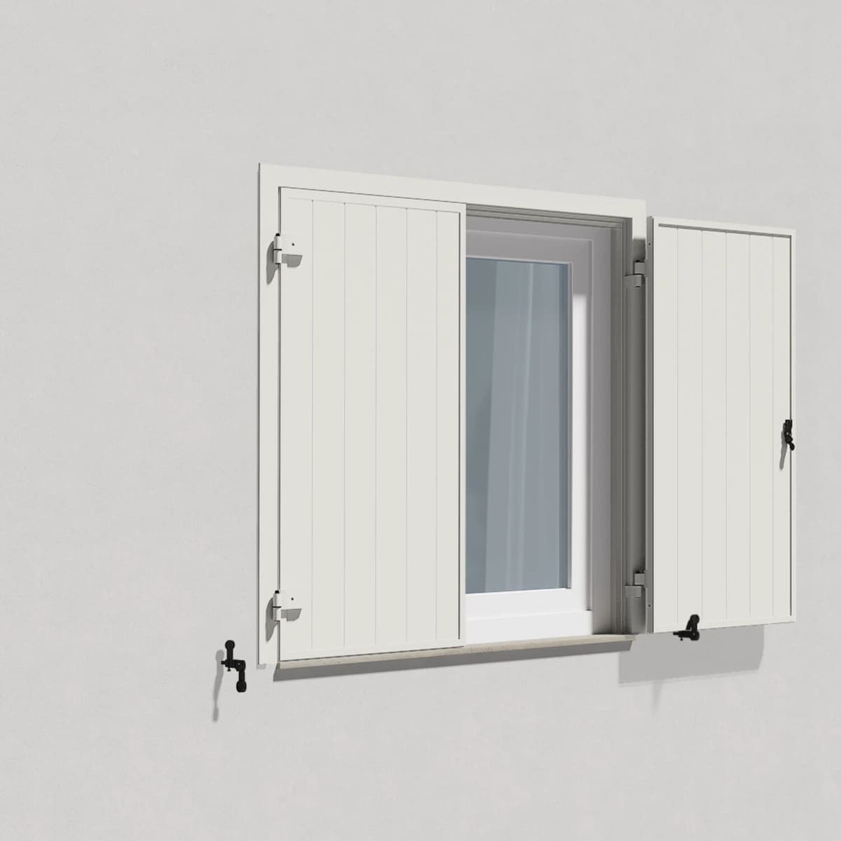 fenetre24.com Volets Battants blancs, cadre dormant 55x67, blanc signalisation RAL 9016, 800 x 800 mm, lames Deauville 2 vantaux, à composer sur mesure