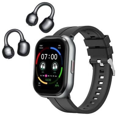 Everyday Crate D12 Smartwatch Earbuds Combo With Bluetooth Calling & Health Tracking black