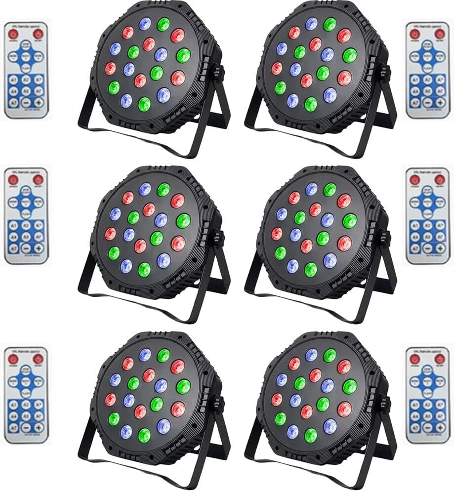 saimili 6PCS RGB Colorful Stage DJ Strobe Lights 18LED Multi-Mode Disco Par Light Remote Control Light Effect for Birthday Party Wedding