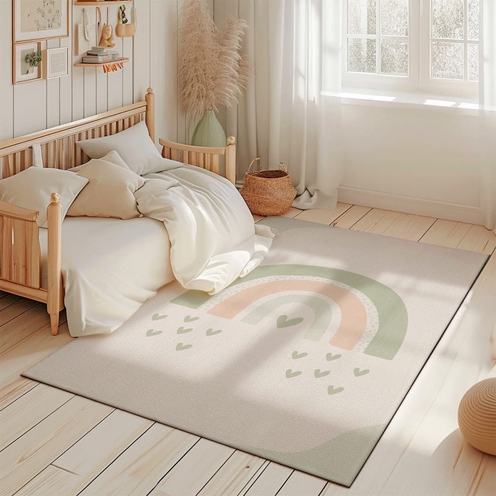 Decochic Alfombra de juego infantil arcoíris verde 85x130cm