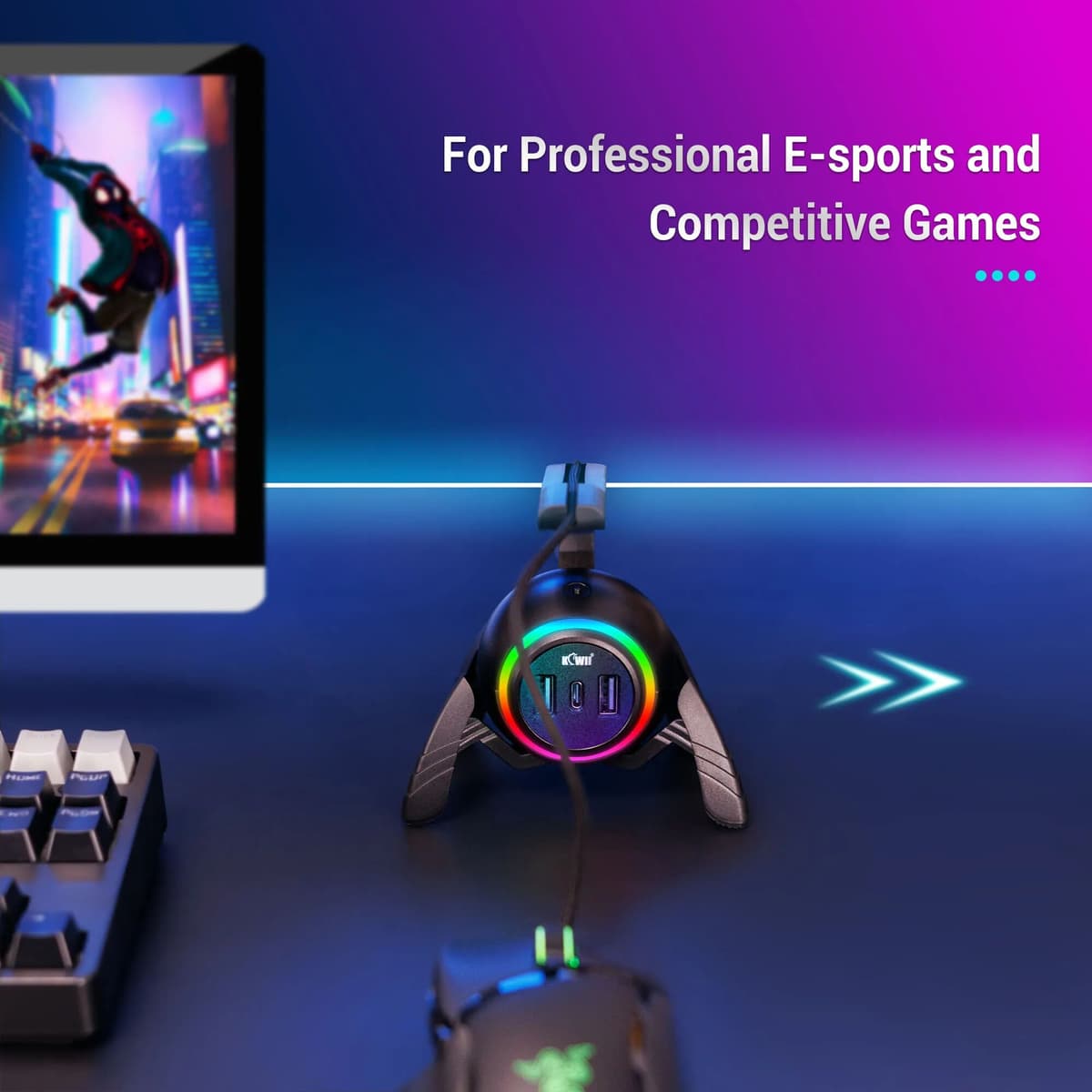 NONE Mouse Cable Holder RGB Light Gaming Mouse Bungee Cord Clip Wire Organizer Flexible For E-sports Mice Perfect Playing Game