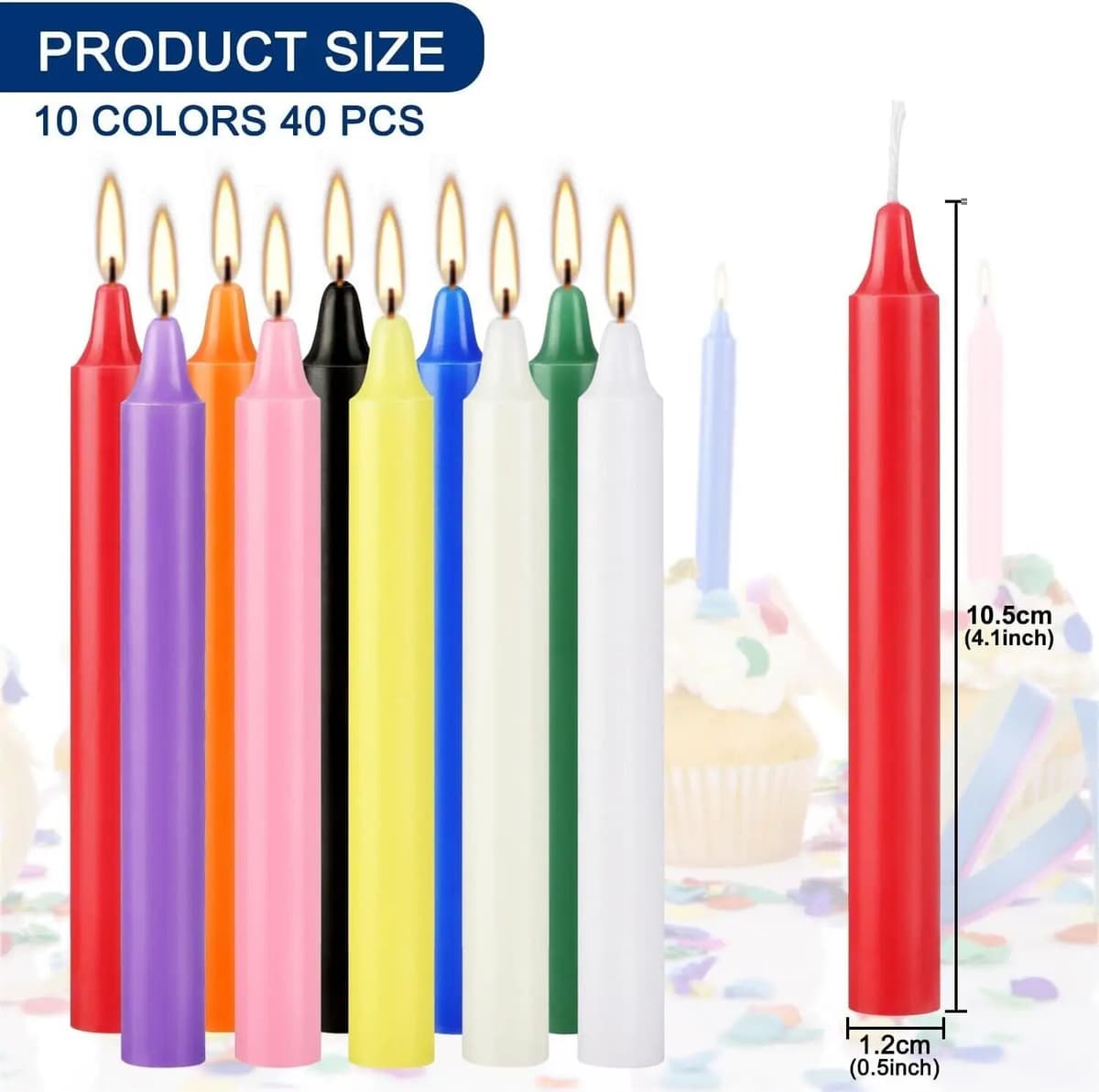 NONE TOPLIVING 40 Pack Mini Taper Spell Candle-4 Inch Multi-Colored Candle Sticks-for Home Decor Kitchen Decor Wedding Decoration-10