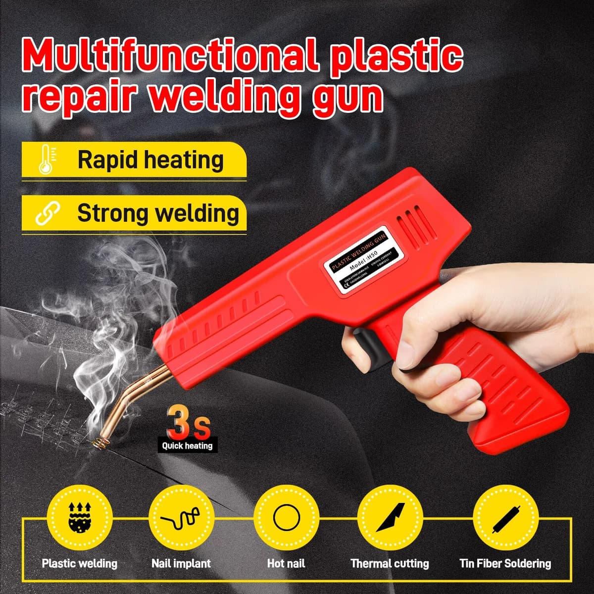 NONE Multifunctional Plastic Repair Welding Gun - With 200/400/800/1200 Nails, Car Bumper Repair Kit & PVC Machine Welding Repair Kit
