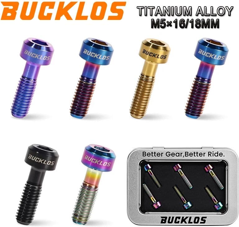 BUCKLOS M5x16mm M5x18mm Titanium Alloy Screws Titanium Bicycle Stem Bolts PVD Coating Bicycle Handlebar Stem Fixing Bolts