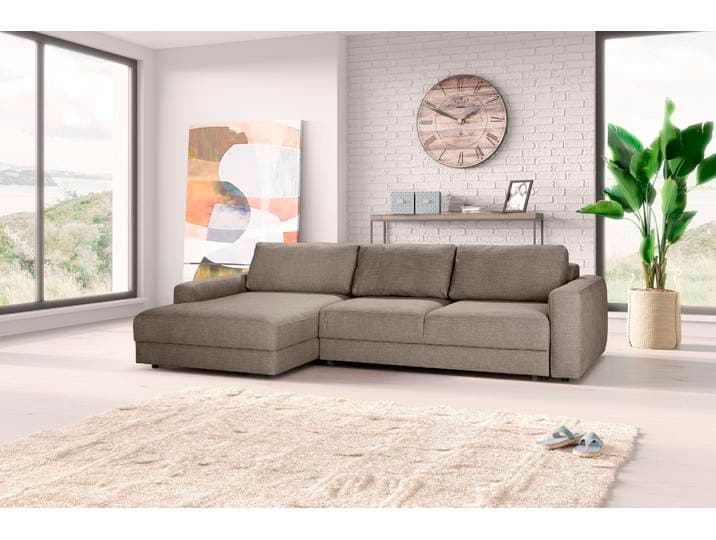 Ecksofa TRENDMANUFAKTUR Bourbon II, mit extratiefer Sitzfläche und extrabreiter Recamiere , grau (taupe gray), B:303cm H:84cm T:176cm, 100% Polyester, Sofas, Ecksofa, elegant und zeitlos, mit hohem Sitzkomfort, L-Form