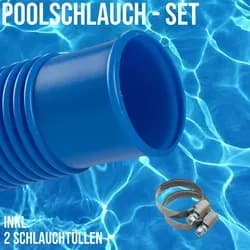 38 mm Pool Schwimmbad Solar Ansaug Saug Teich Schlauch SET - blau 15,0 m