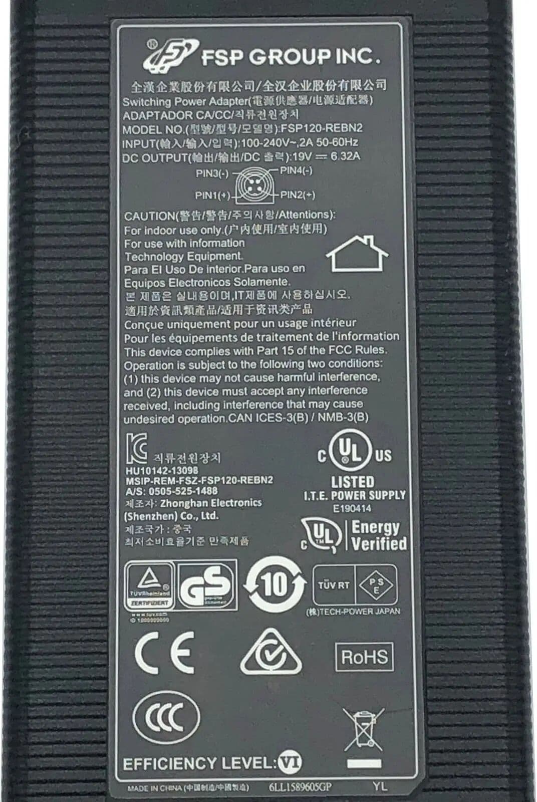 ChargerFirst Genuine FSP120-AAB FSP120-AAA 19V 6.32A 120W 4PIN Switching Power Adapter for Thecus N4200ECO N4200 PRO MPC-424 Power Supply