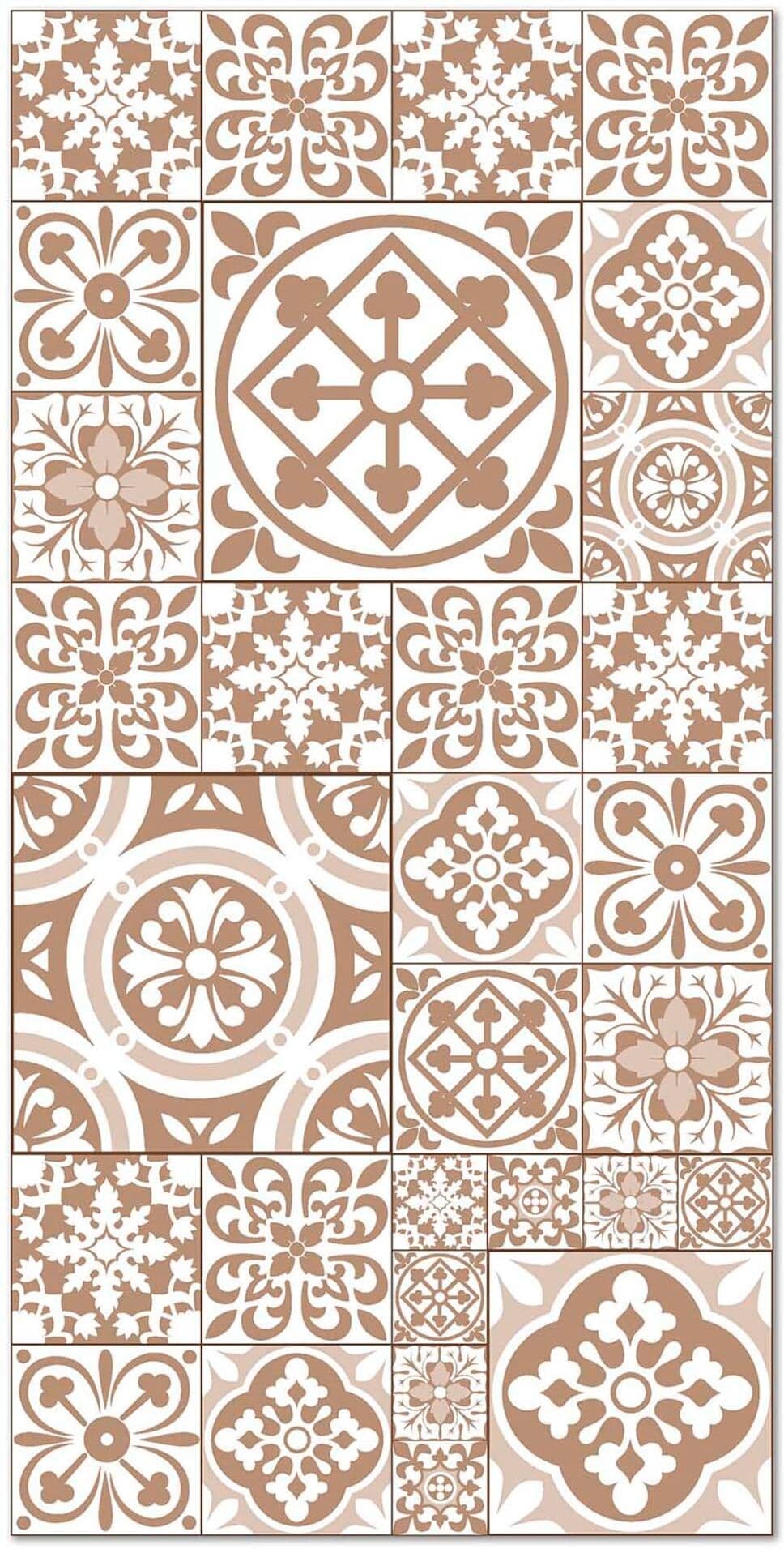 Home and Living Alfombra vinílica hidráulica talavera marrón 200x200 cm