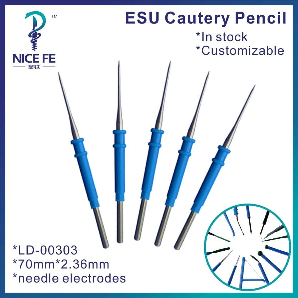 NONE LD-00303 10pcs ESU Cautery Pencil Electrocoagulator Electrosurgical Needle Electrode 70mm*2.36mm, Needle Accessories