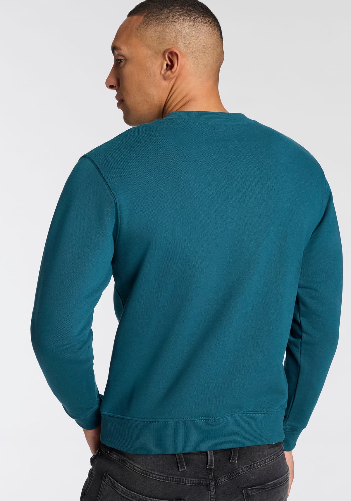 Sweatshirt REPLAY, Herren, Gr. XXL, grün (atlantic grün), Sweatware, Obermaterial: 100% Baumwolle, unifarben, regular fit normal, Rundhals, Rippbündchen, Sweatshirts Sweatshirt, in Baumwoll-Qualität atlantic grün XXL