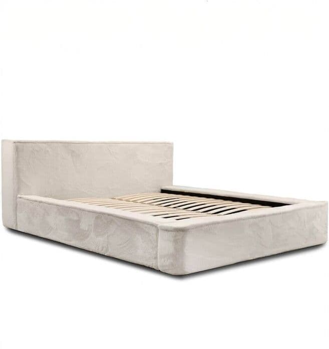 QUARTO24 Łóżko Tapicerowane Z Pojemnikiem Ajsza   180x200   Lapit 23   Kremowy