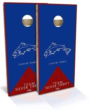 Skip's Garage Team Silver Trout Outdoor Cornhole Board Set