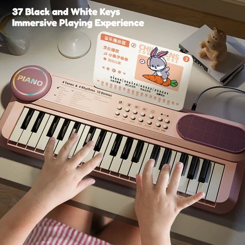 NONE 37-Key Kids Piano Keyboard Musical Toy with Microphone Music Score for Early Learning Interactive Play Best Gift Christmas Gift