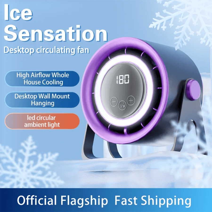 TINSOL Portable Electric Fan 1800mAH Desktop Small Fan with Ambient Light - Wall-mounted, Ceiling, Air Cooler, Cooling Appliance