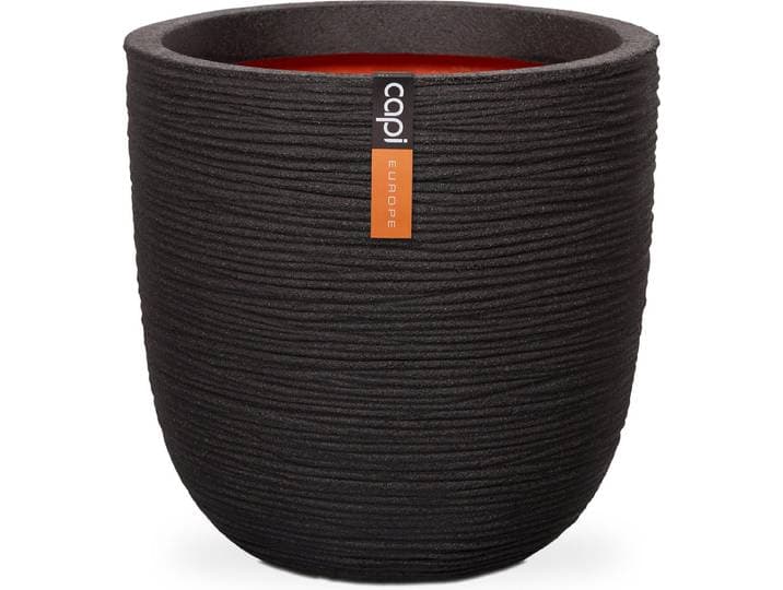 Capi Europe - Bloempot bol Rib NL - 55x53 - Zwart - Bloempot voor binnen en buiten - Levenslang garantie - Breukbestendig - 100% Recyclebaar - CO2 Neutraal geproduceerd - KBLR935