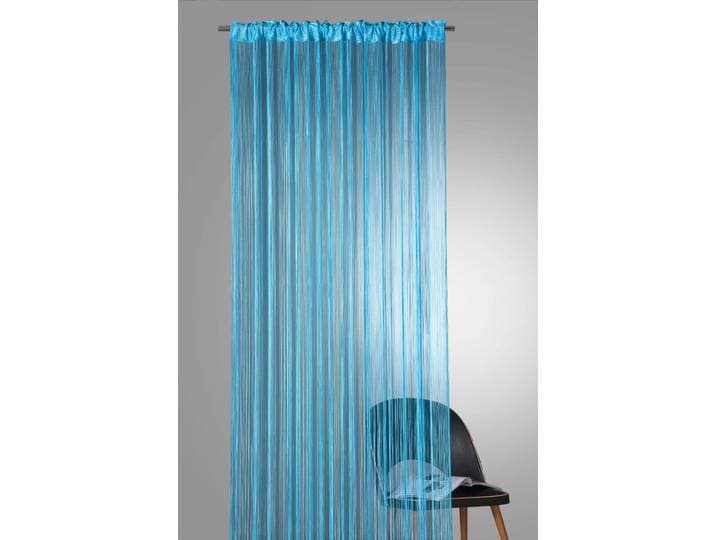 Fadenvorhang WECKBRODT Rebecca Gr. 3, blau (blau, uni), B:98cm H:245cm, Polyester, Gardinen, Fadenvorhang, Fadengardine, Insektenschutz, transparent, kürzbar, Store