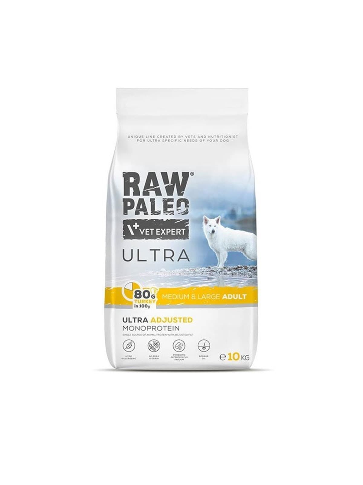 VetExpert Raw Paleo Ultra Medium&Large Adult Truthahn - Trockenfutter für Hunde - 10kg