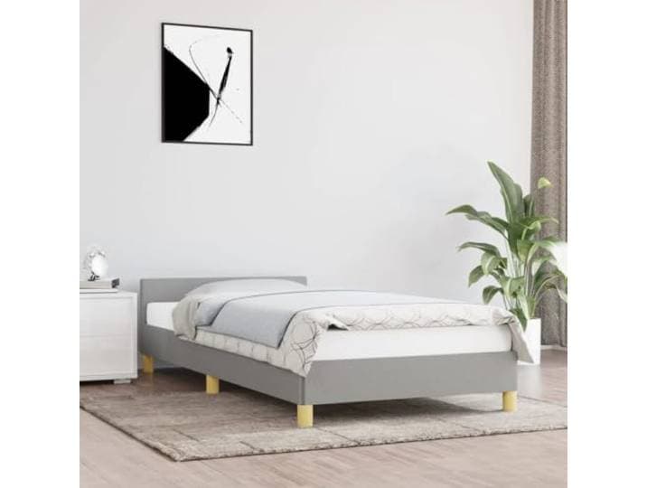 Bussandri Exclusive - Bedframe met hoofdbord stof lichtgrijs 80x200 cm