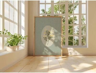 Inspire Essentials Beige Floral Line Wall Art Minimalist Botanical Canvas Decor 8 20x30cm No Frame
