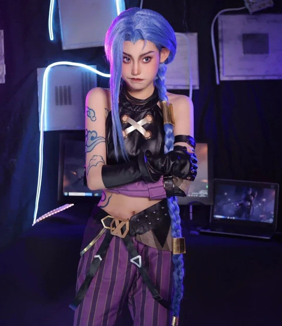 NONE Jinx Cosplay Costume LOL Suit for Halloween Carnival Party Event Anime Adult COS Christmas Gift