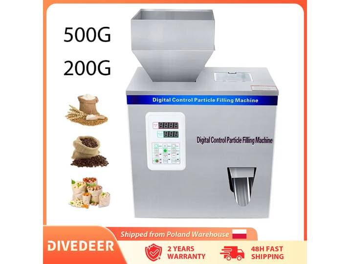 DIVEDEER Machine de remplissage automatique de poudre de granulés 500G 200G pesant l'emballage de nèfle pour les particules de graines de haricots de thé