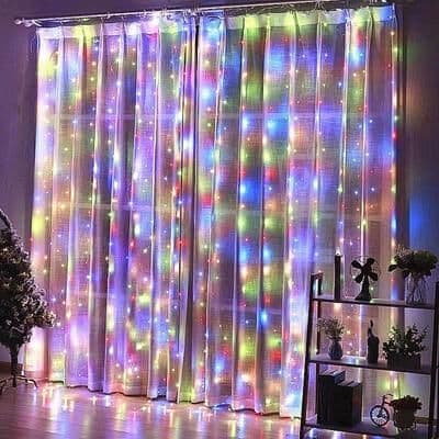 Uplift Picks LumiFest LED Curtain Lights USB Fairy Lights With Remote And 8 Modes multicolor 6x3 M 600 Leds